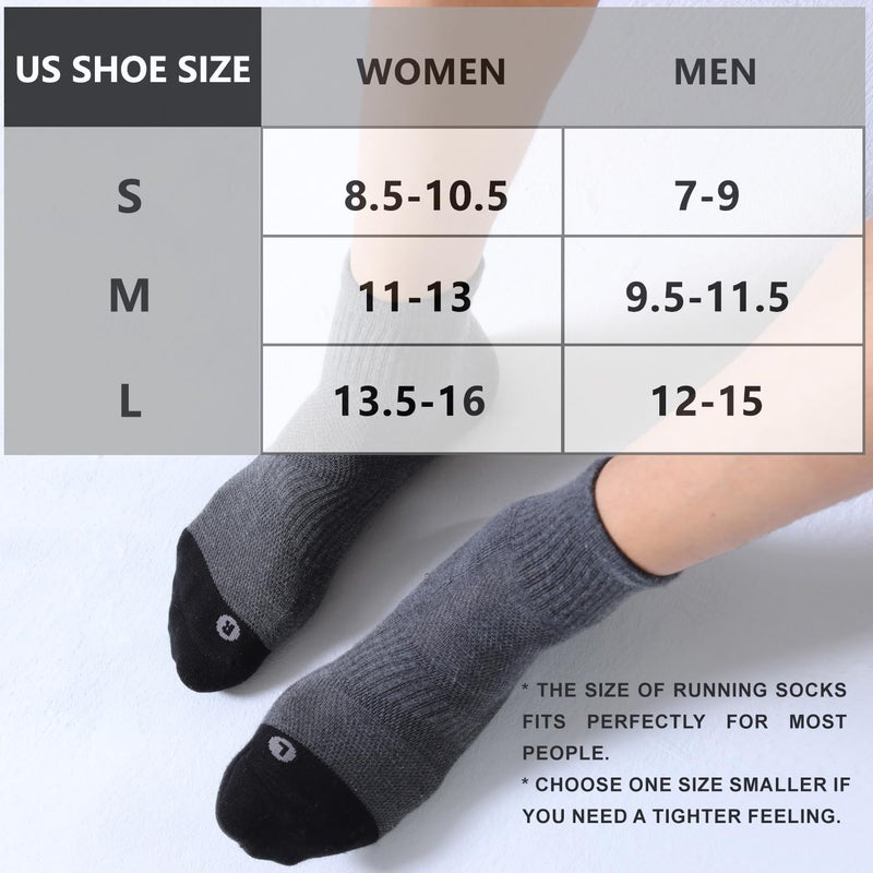 FITRELL 6 Pack Men's Athletic Ankle Socks Cushioned Sports Running Socks, Shoe Size 12-15, Dark Grey - Image 2